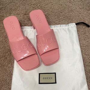 *KNOCK OFF* Pink Gucci Rubber Slide Sandals